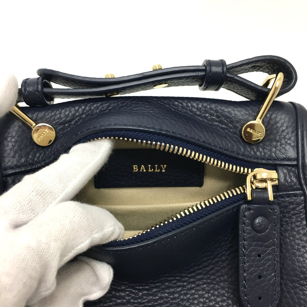 Bally Shoulder Bag Leather Navy Logo Women