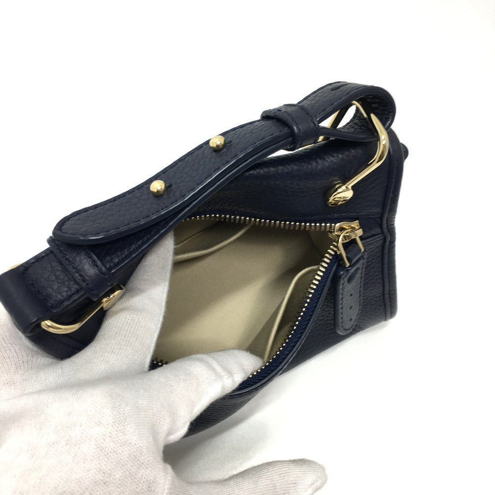 Bally Shoulder Bag Leather Navy Logo Women