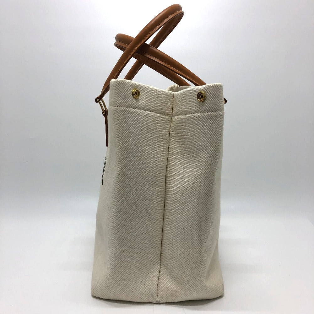 Celine Tote Bag Canvas / Leather White Logo Tote Bag Women