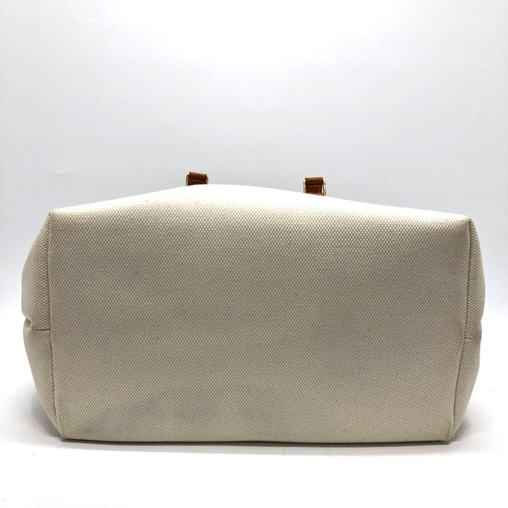 Celine Tote Bag Canvas / Leather White Logo Tote Bag Women