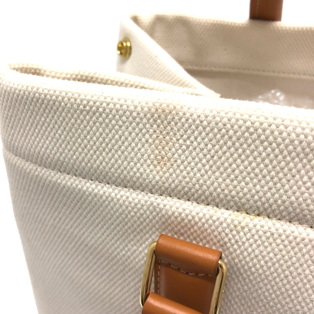 Celine Tote Bag Canvas / Leather White Logo Tote Bag Women