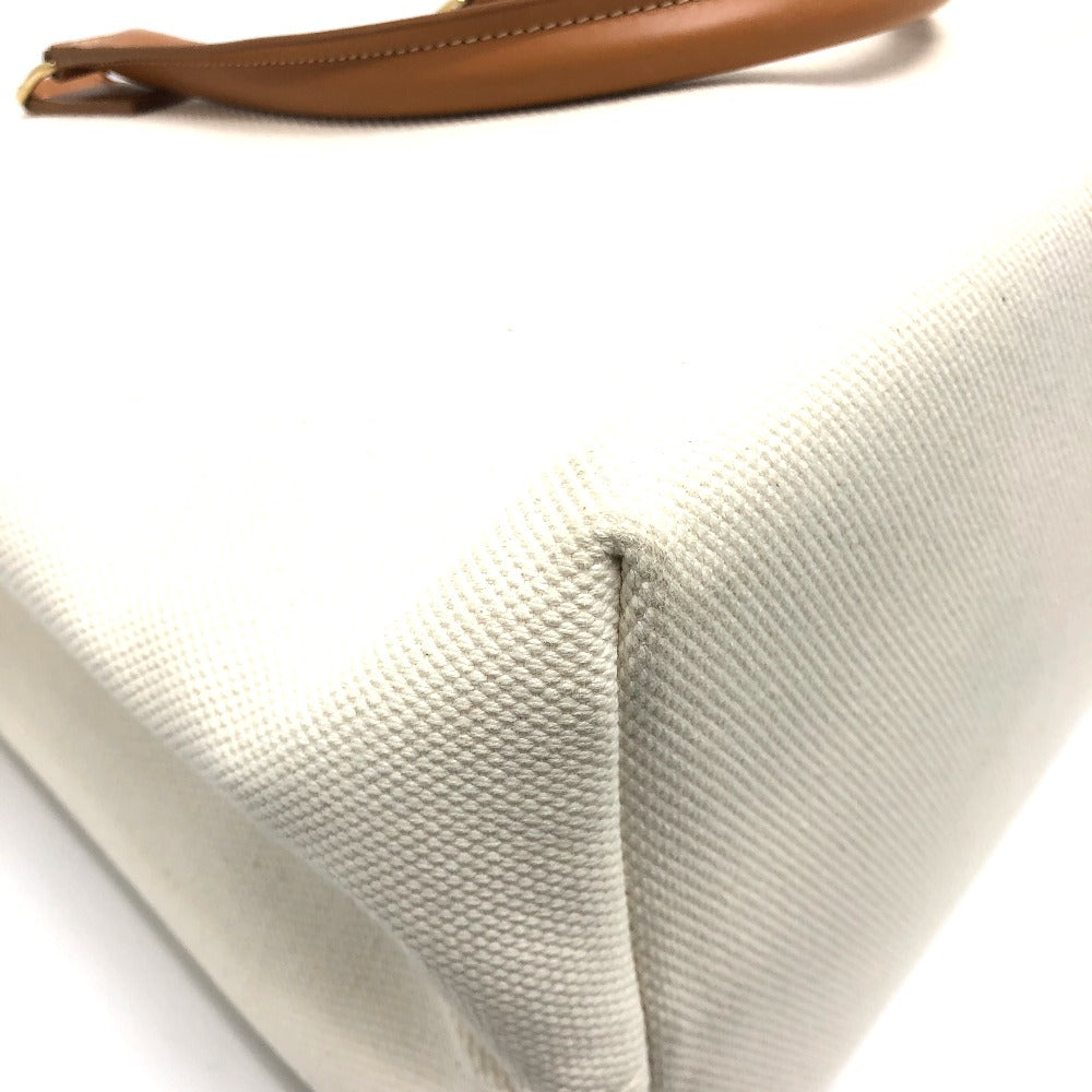 Celine Tote Bag Canvas / Leather White Logo Tote Bag Women