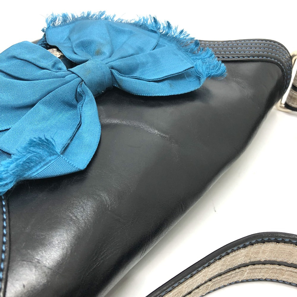 Celine Shoulder Bag 115/130 Leather Black Ribbon Crossbody Women