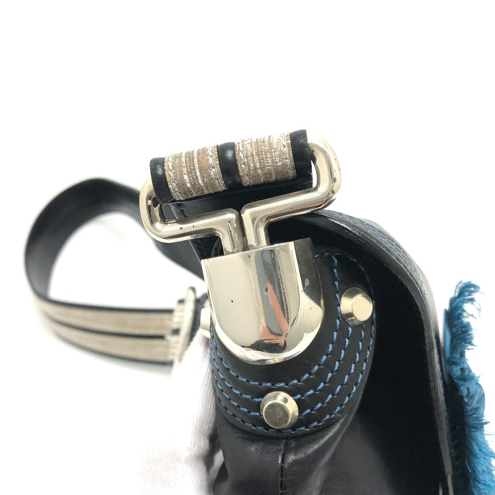 Celine Shoulder Bag 115/130 Leather Black Ribbon Crossbody Women