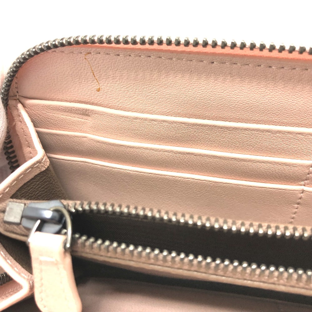 Bottegaveneta Long Wallet Purse 114076 Leather Pink Intrecciato Zip Around Women