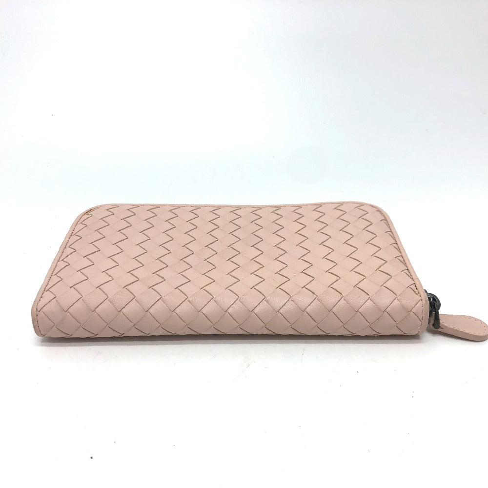Bottegaveneta Long Wallet Purse 114076 Leather Pink Intrecciato Zip Around Women