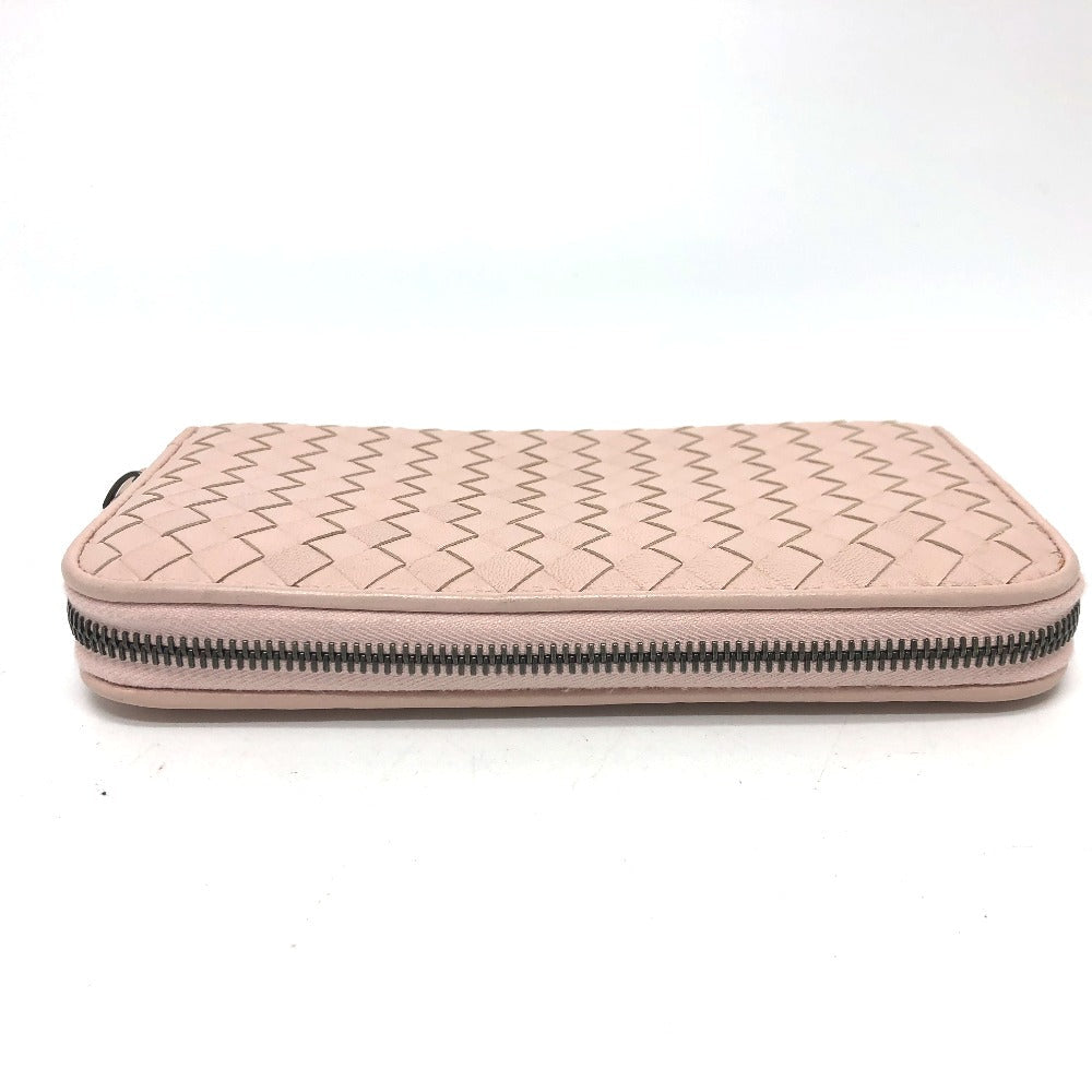 Bottegaveneta Long Wallet Purse 114076 Leather Pink Intrecciato Zip Around Women