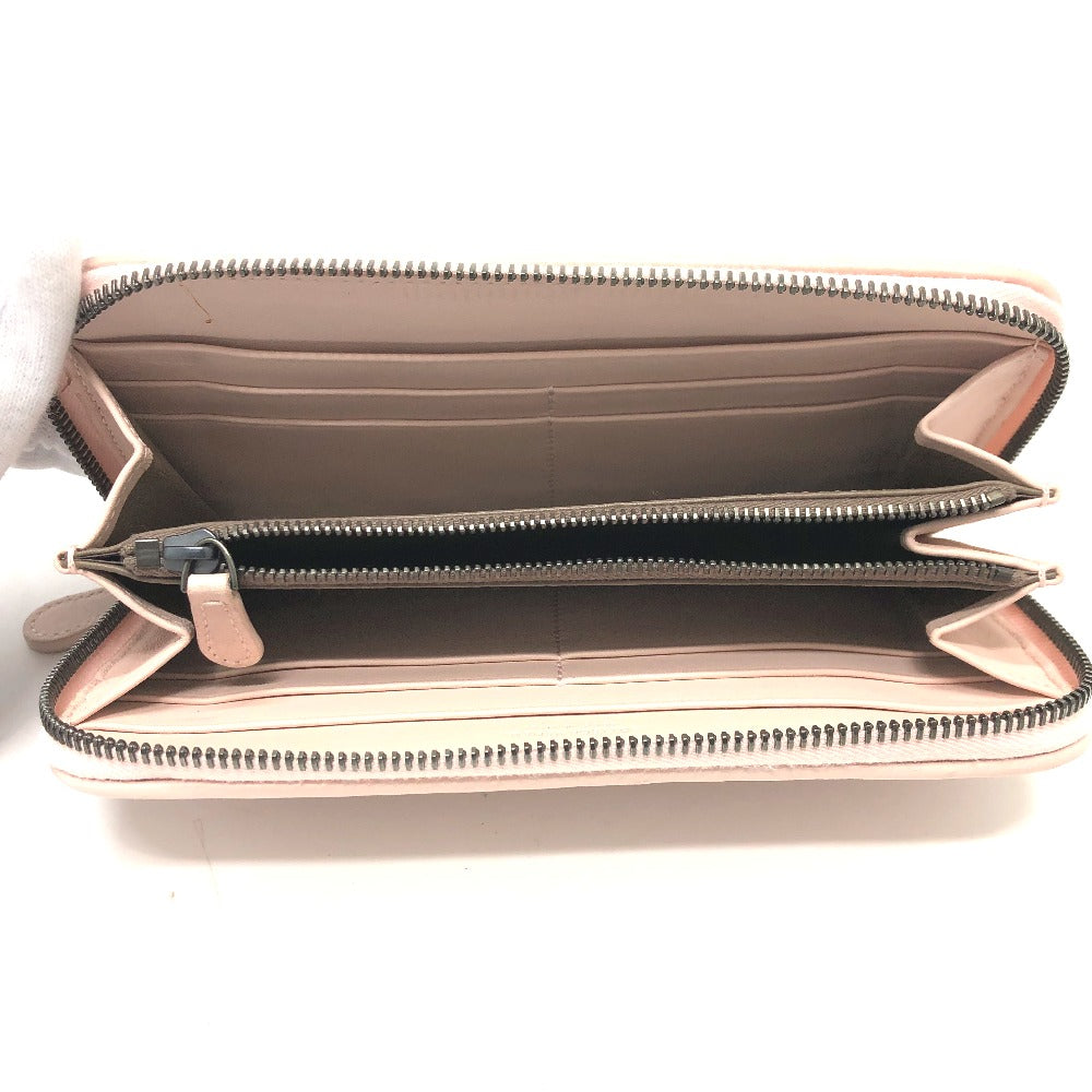 Bottegaveneta Long Wallet Purse 114076 Leather Pink Intrecciato Zip Around Women