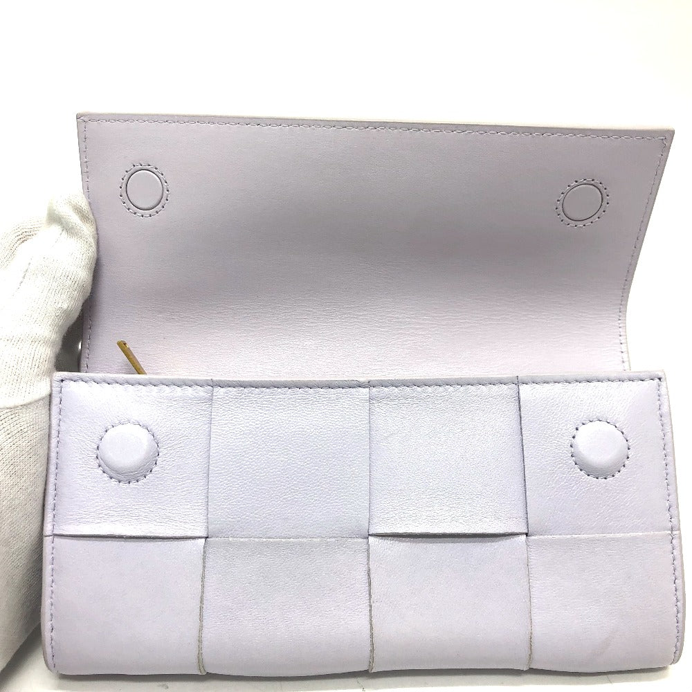 Bottegaveneta Long Wallet Purse 667433 Leather Purple Intrecciato Maxi Women