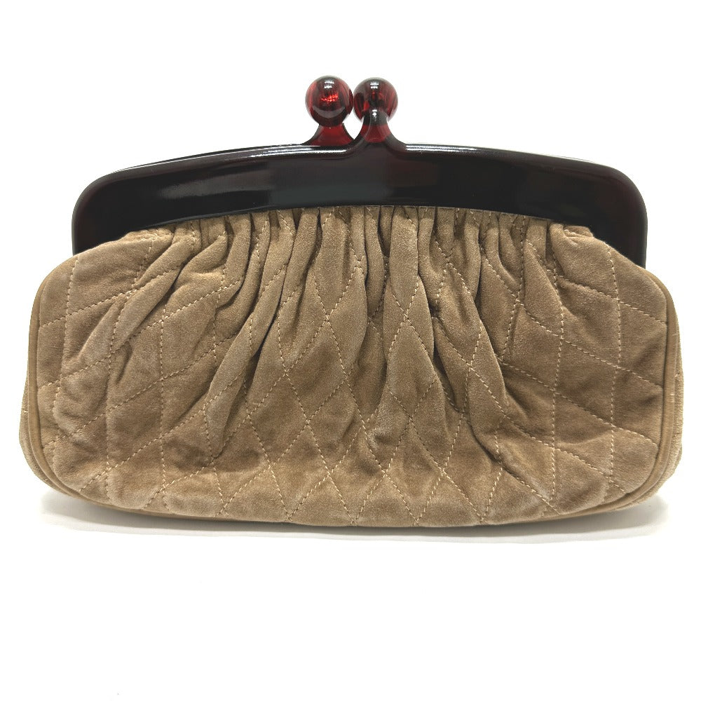 Chanel Pouch Suede Brown Cc Coco Mark Gamaguchi Women