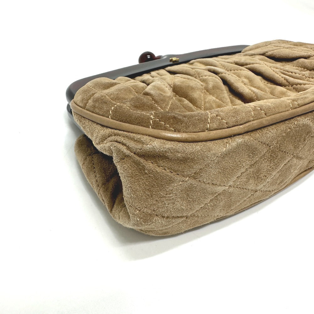 Chanel Pouch Suede Brown Cc Coco Mark Gamaguchi Women