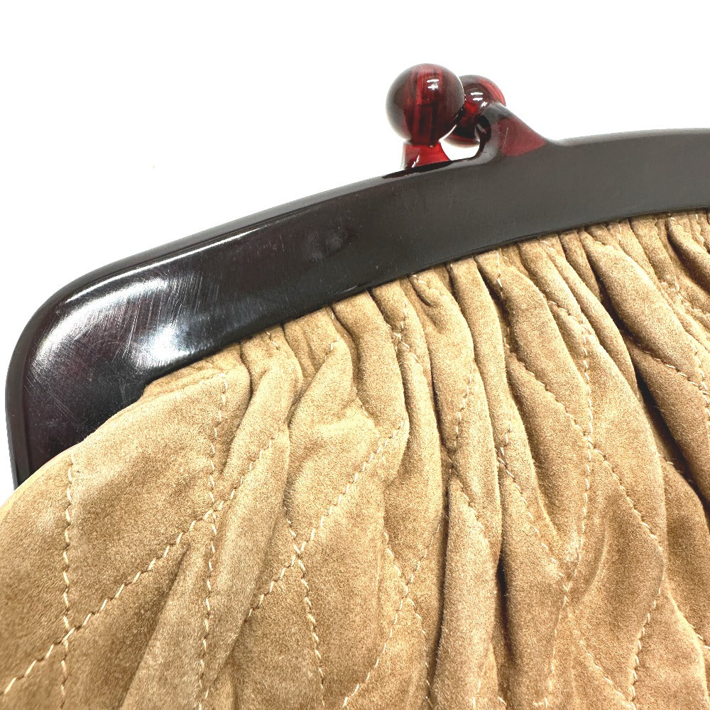 Chanel Pouch Suede Brown Cc Coco Mark Gamaguchi Women