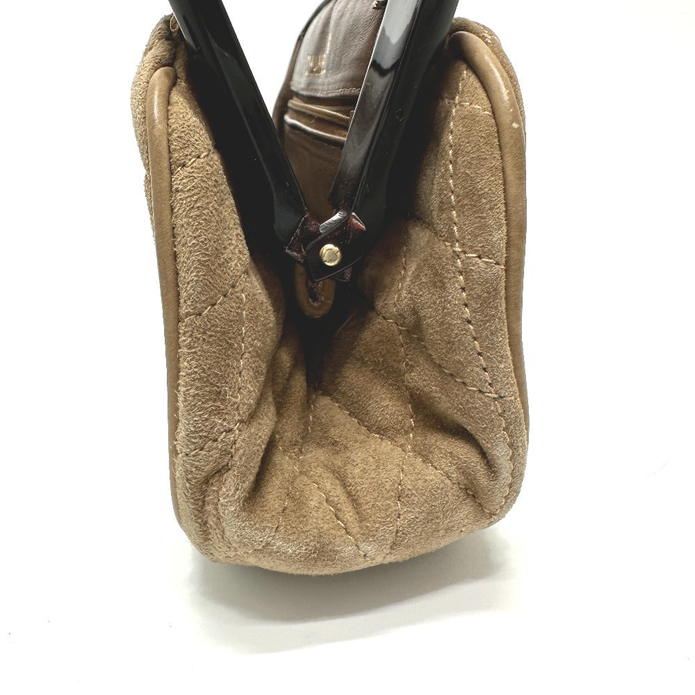 Chanel Pouch Suede Brown Cc Coco Mark Gamaguchi Women