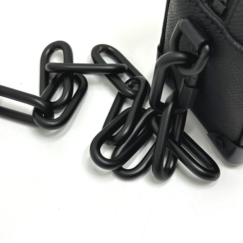 Louis Vuitton Shoulder Bag M30351 Taiga Leather Black Taiga Mini Soft Trunk Mens