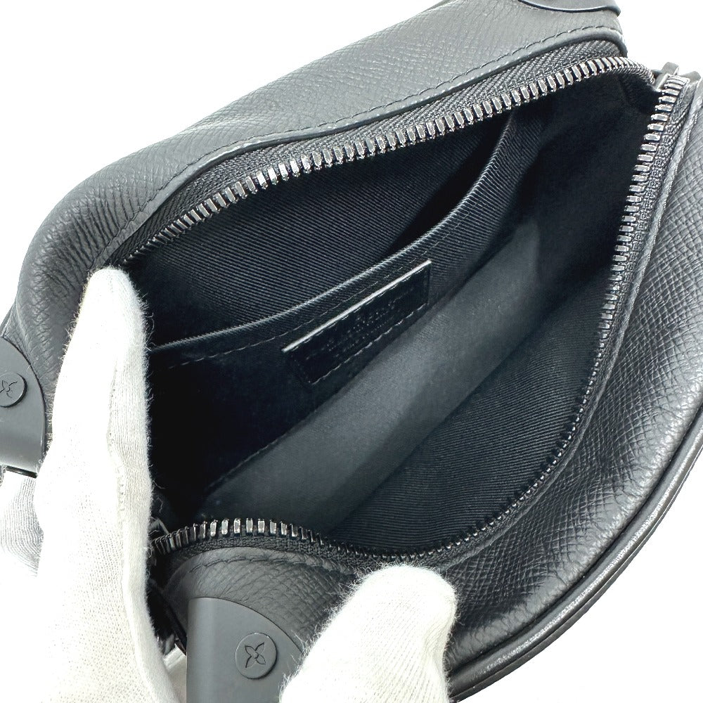 Louis Vuitton Shoulder Bag M30351 Taiga Leather Black Taiga Mini Soft Trunk Mens