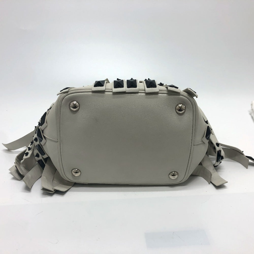 Prada Handbag B2466S Leather White Fringe Women