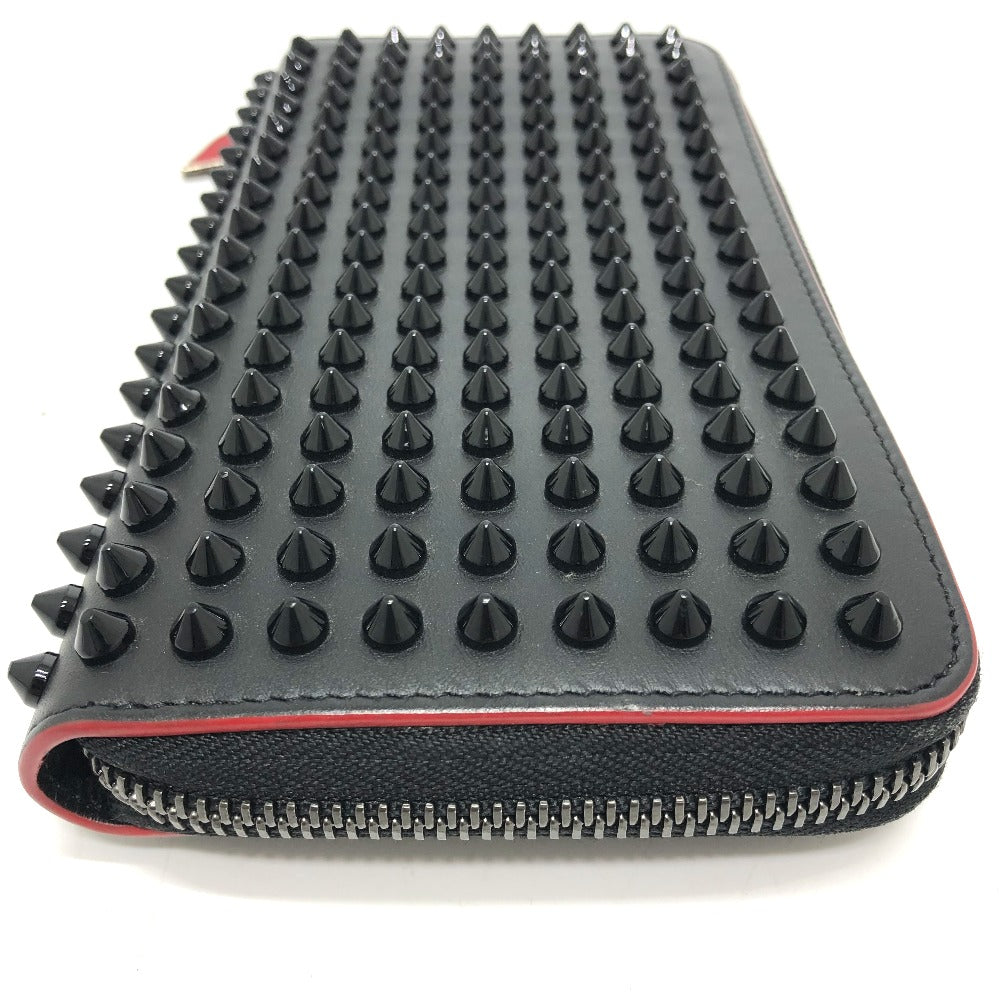 Christian Louboutin Long Wallet Purse Leather Black Panettone Spike Studs Mens