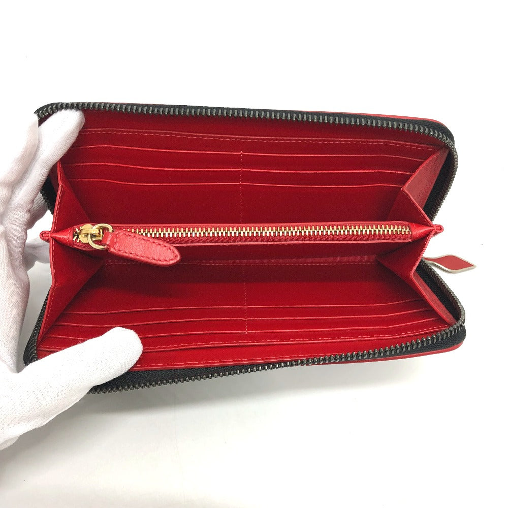 Christian Louboutin Long Wallet Purse Leather Black Panettone Spike Studs Mens