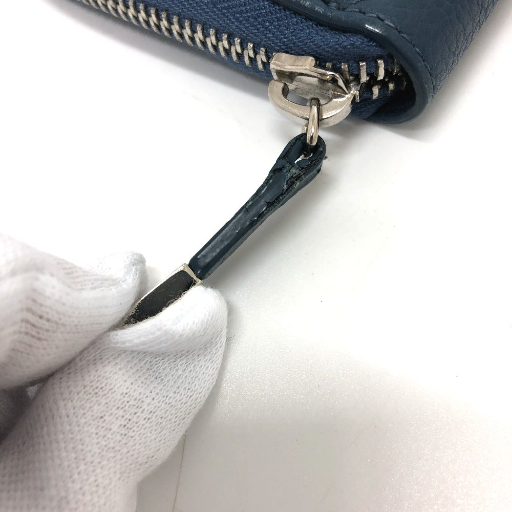 Dior Homme Long Wallet Purse Leather Navy Logo Zip Around Mens