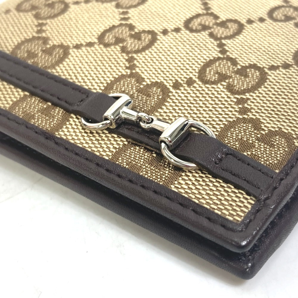 Gucci Folded Wallet 245773 Gg Canvas Beige Gg Horsebit Women