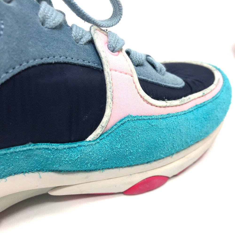 Chanel Sneakers G34360 Suede Navy Cc Coco Mark Low Cut Women 36