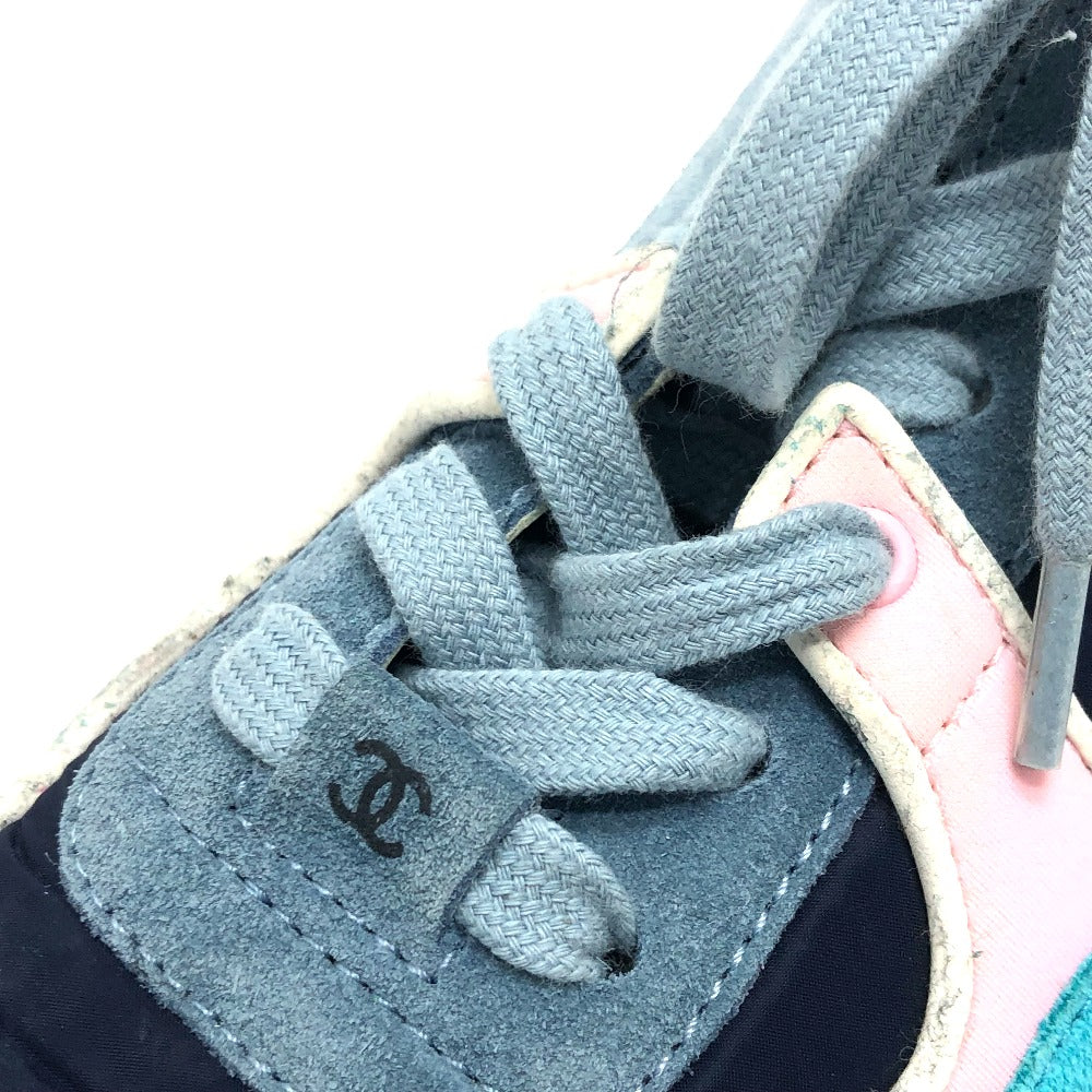 Chanel Sneakers G34360 Suede Navy Cc Coco Mark Low Cut Women 36