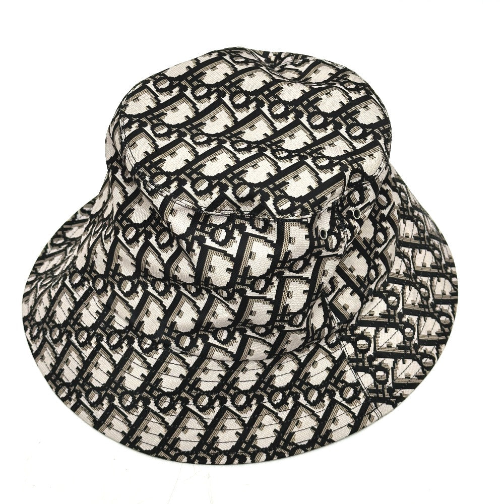 Dior Hat Nylon Gray X Black Trotter Bucket Hat Bob Hat Women Size Unknown