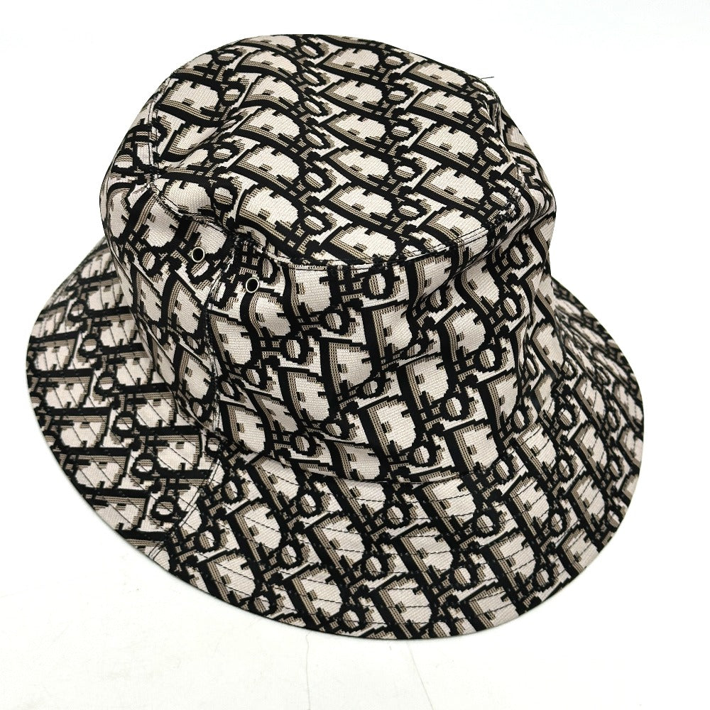 Dior Hat Nylon Gray X Black Trotter Bucket Hat Bob Hat Women Size Unknown