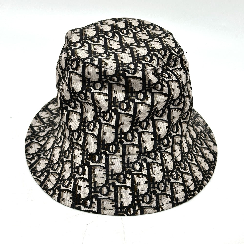 Dior Hat Nylon Gray X Black Trotter Bucket Hat Bob Hat Women Size Unknown