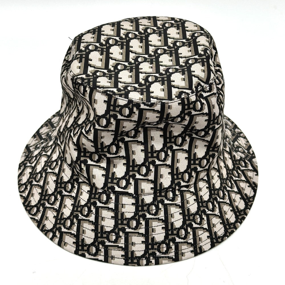 Dior Hat Nylon Gray X Black Trotter Bucket Hat Bob Hat Women Size Unknown