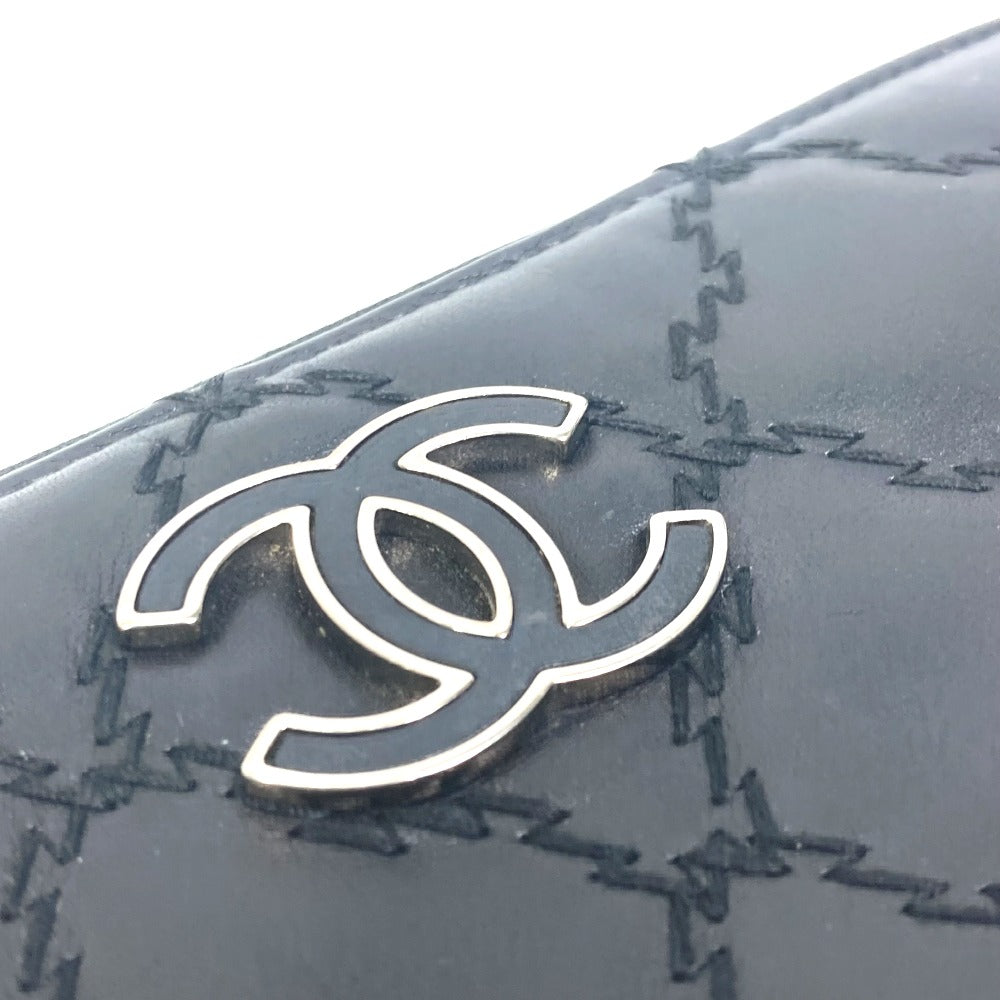 Chanel Long Wallet Purse Lambskin Black Coco Mark Cc Matrasse Quilting Women