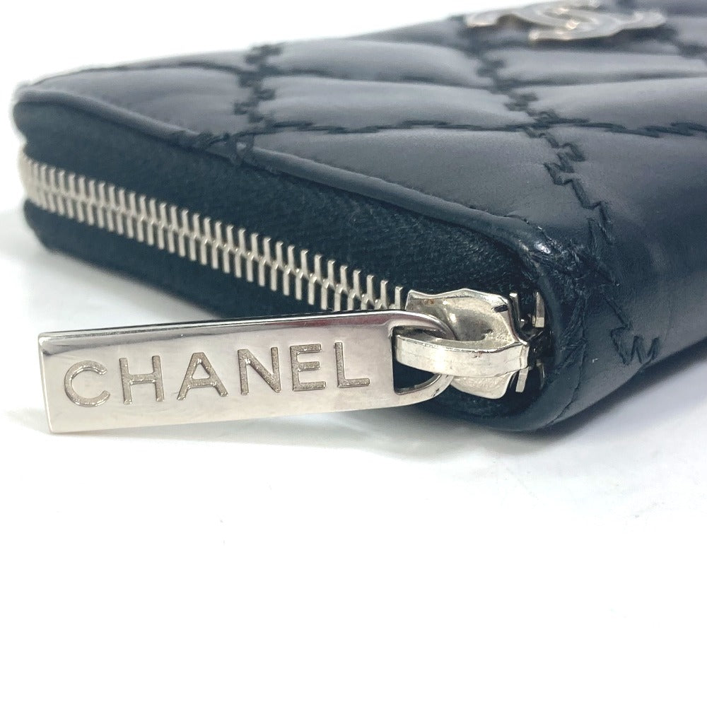 Chanel Long Wallet Purse Lambskin Black Coco Mark Cc Matrasse Quilting Women