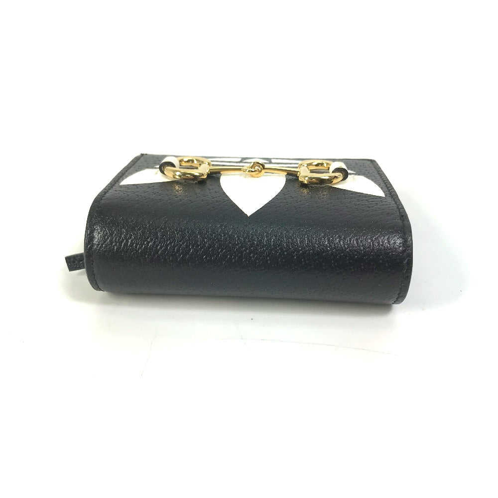 Gucci Folded Wallet 702248 Leather Black Logo Adidas Collaboration Shoulder Wallet Women