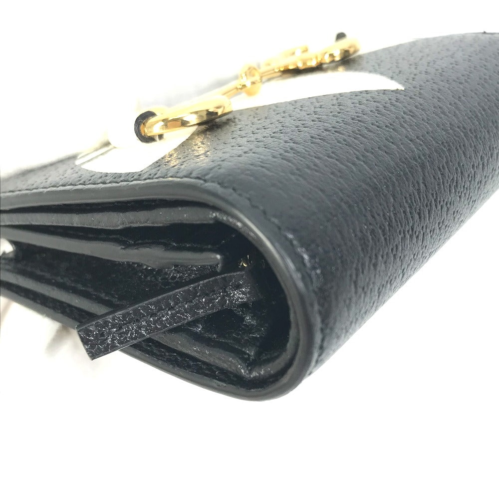 Gucci Folded Wallet 702248 Leather Black Logo Adidas Collaboration Shoulder Wallet Women