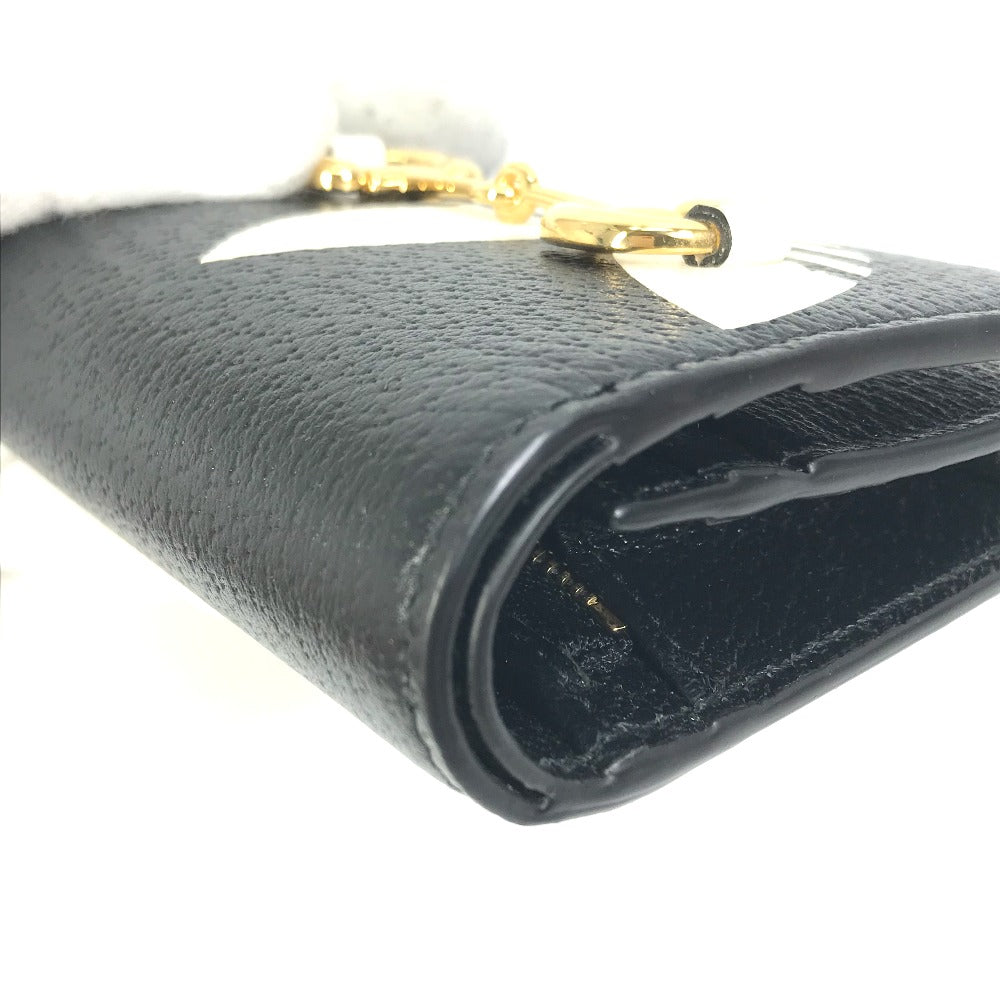 Gucci Folded Wallet 702248 Leather Black Logo Adidas Collaboration Shoulder Wallet Women