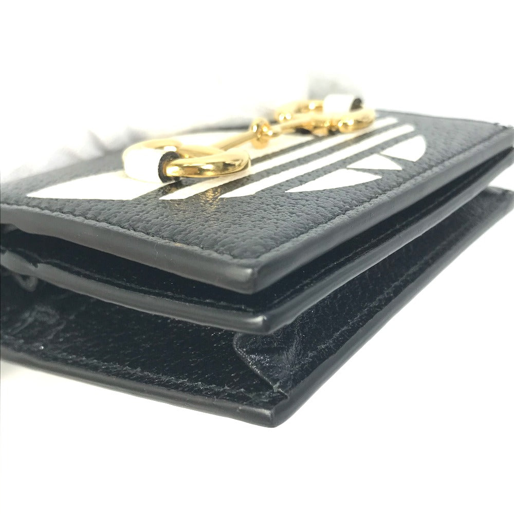 Gucci Folded Wallet 702248 Leather Black Logo Adidas Collaboration Shoulder Wallet Women