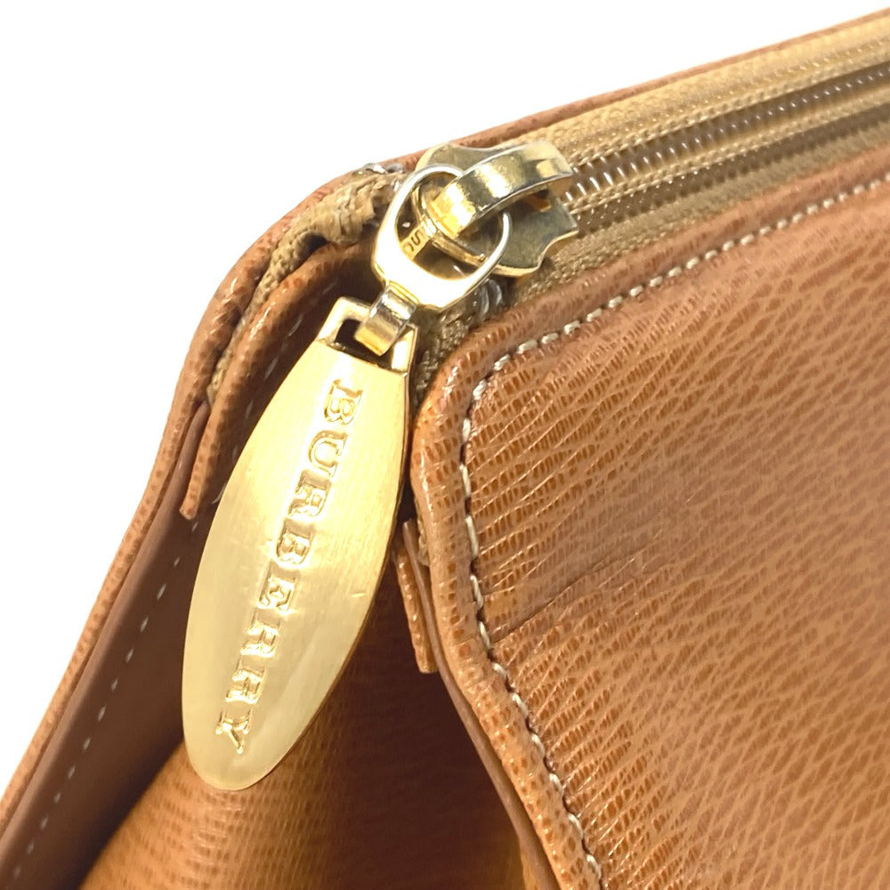 Burberry Handbag Leather Brown Logo Inner Check Women