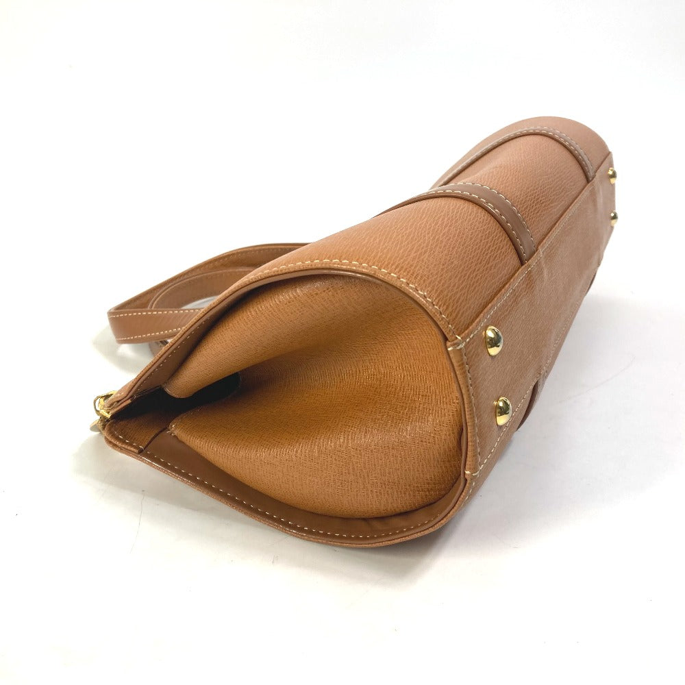 Burberry Handbag Leather Brown Logo Inner Check Women