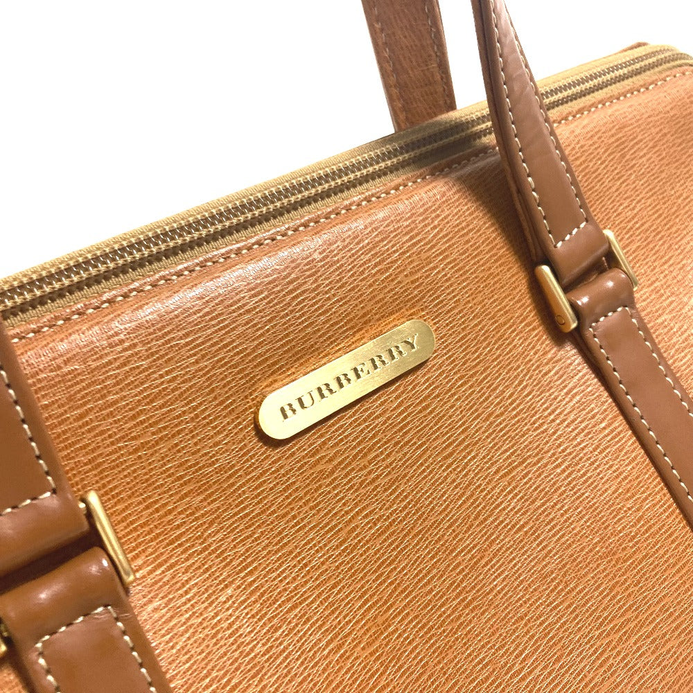 Burberry Handbag Leather Brown Logo Inner Check Women