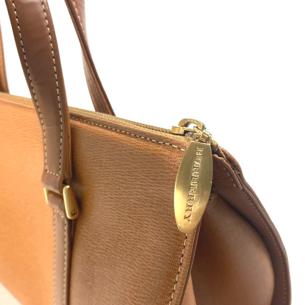 Burberry Handbag Leather Brown Logo Inner Check Women
