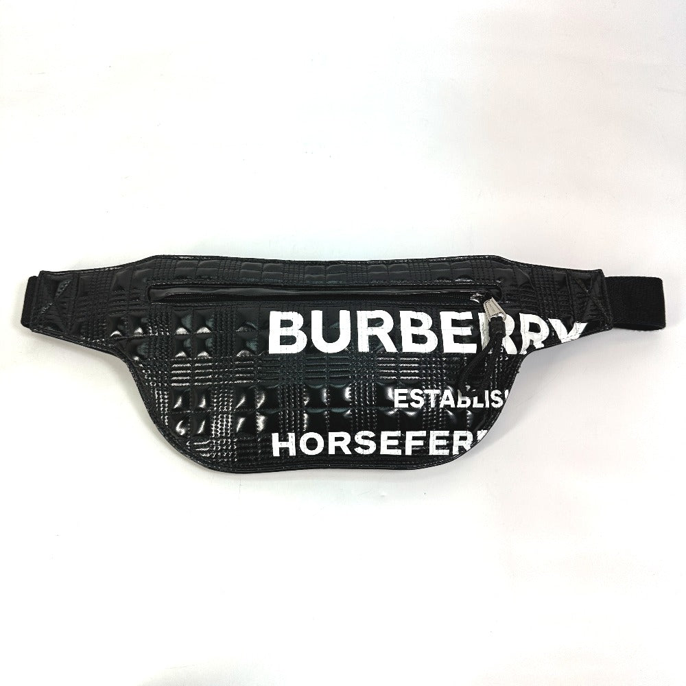 Burberry Sling Bag 8028160 Enamel Enamel Leather Black Logo Brummell Horse Ferry Hosefey Mens