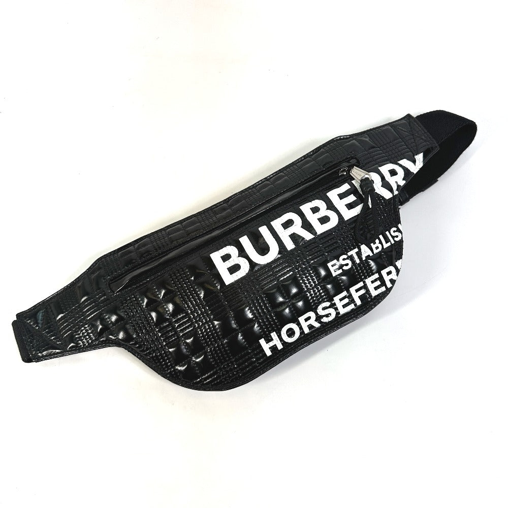 Burberry Sling Bag 8028160 Enamel Enamel Leather Black Logo Brummell Horse Ferry Hosefey Mens
