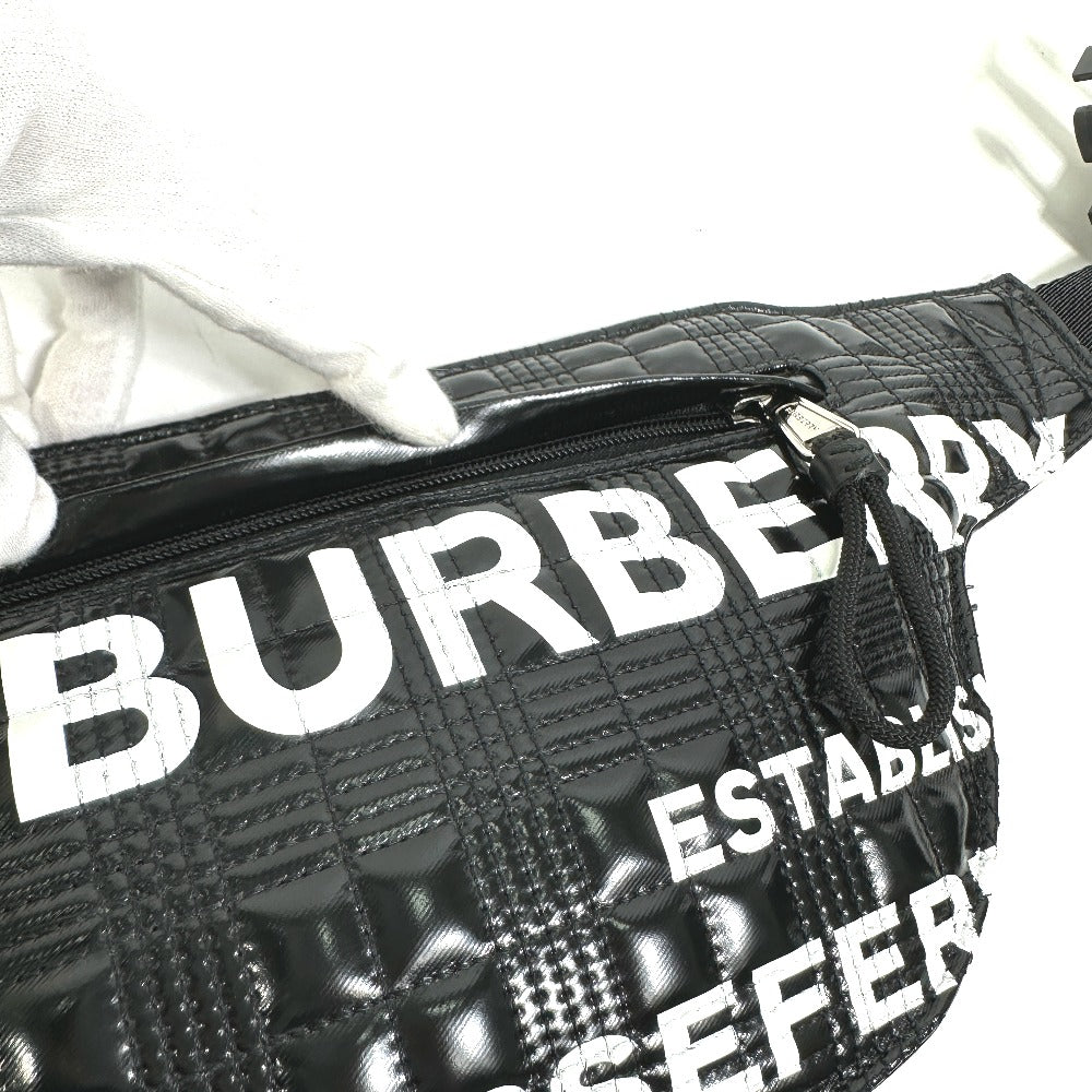 Burberry Sling Bag 8028160 Enamel Enamel Leather Black Logo Brummell Horse Ferry Hosefey Mens