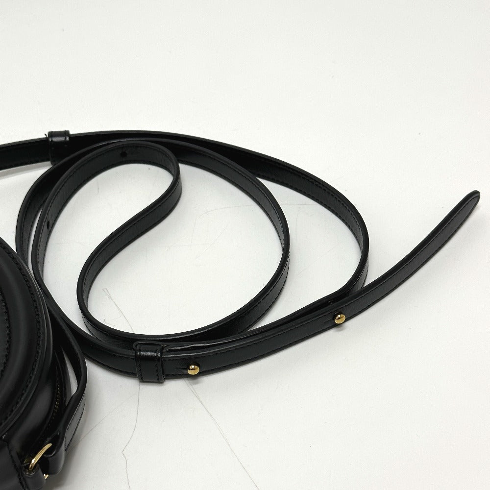 Celine Shoulder Bag Leather Black Triomphe Oval Purse Cuir Women