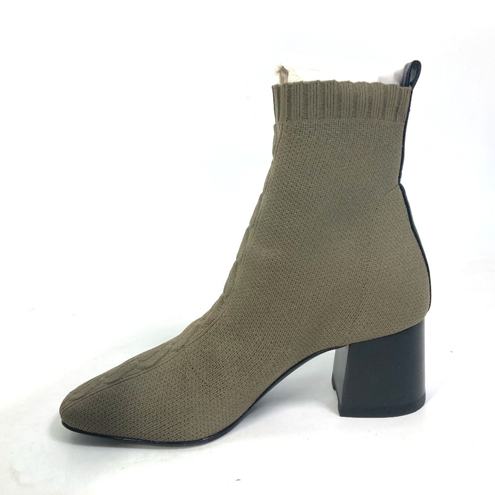 Hermes Boots Knit / Leather Khaki Short Boots Volver 60 Women 37