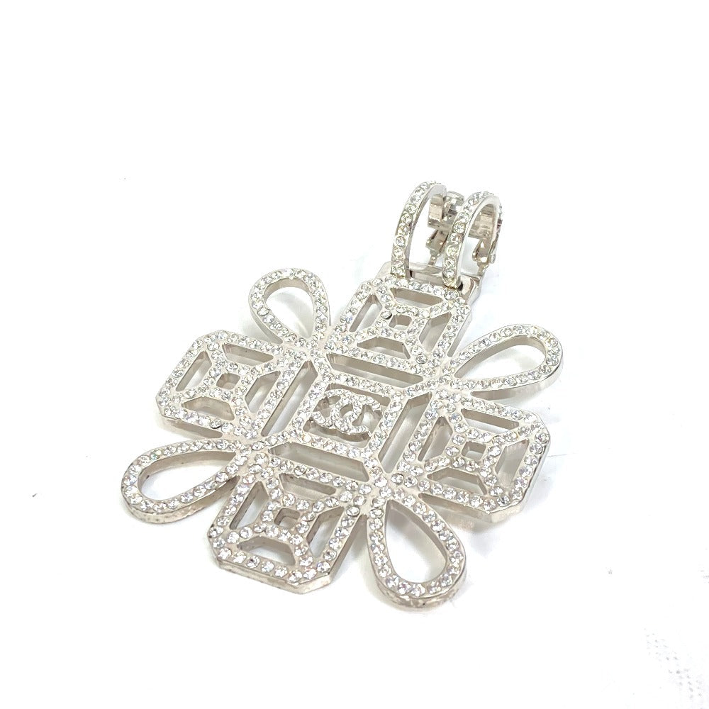 Chanel Earring Gold Plated, Rhinestone Silver Coco Mark Cc B17S Rhinestone
