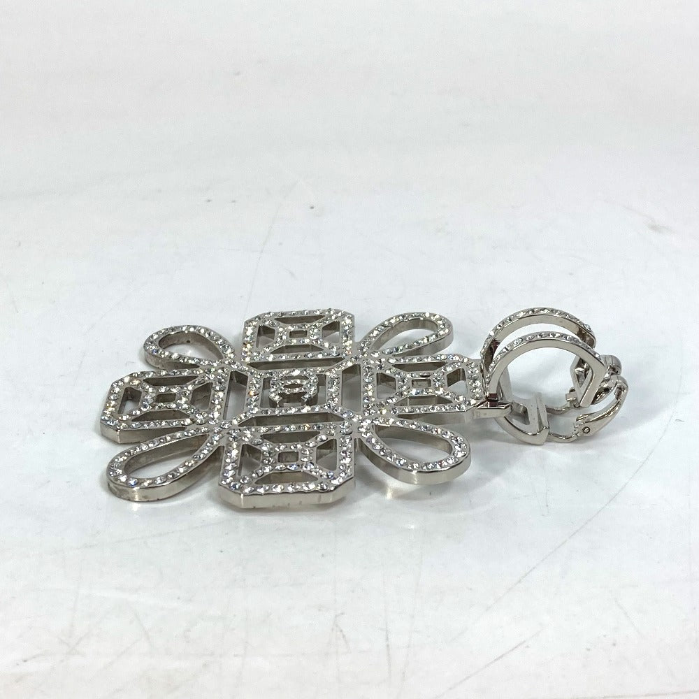 Chanel Earring Gold Plated, Rhinestone Silver Coco Mark Cc B17S Rhinestone