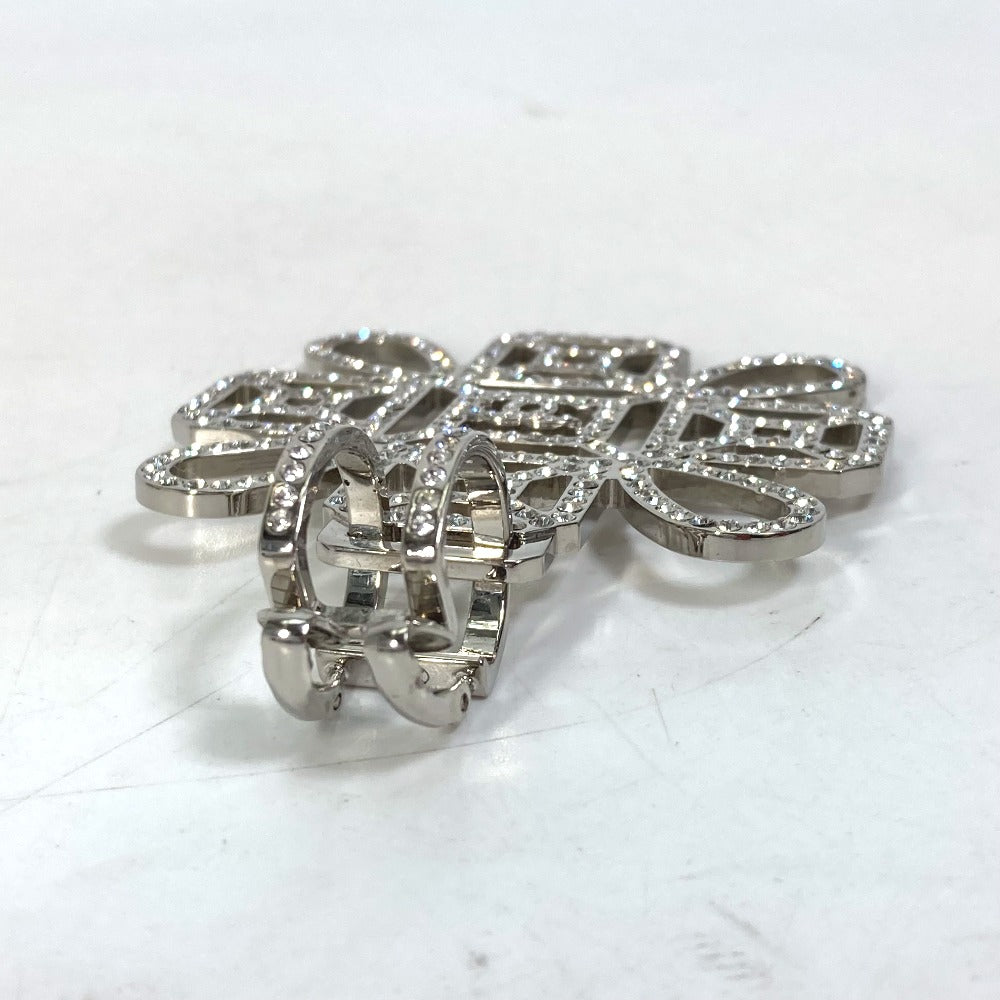 Chanel Earring Gold Plated, Rhinestone Silver Coco Mark Cc B17S Rhinestone
