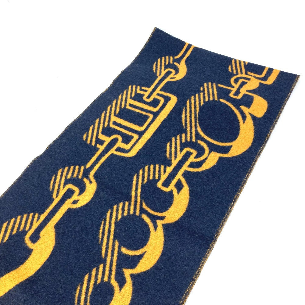 Hermes Scarf Cashmere Navy Dress Buckle Women