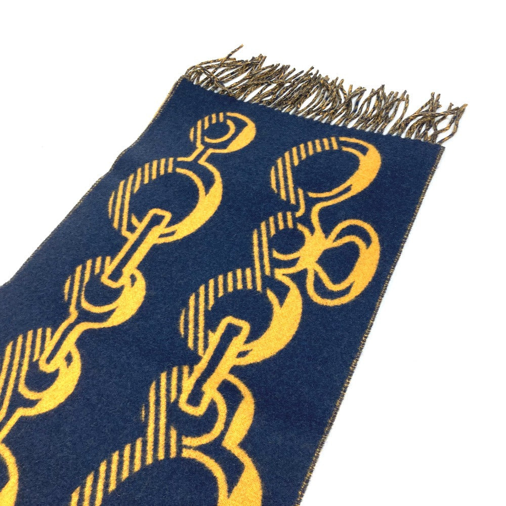 Hermes Scarf Cashmere Navy Dress Buckle Women